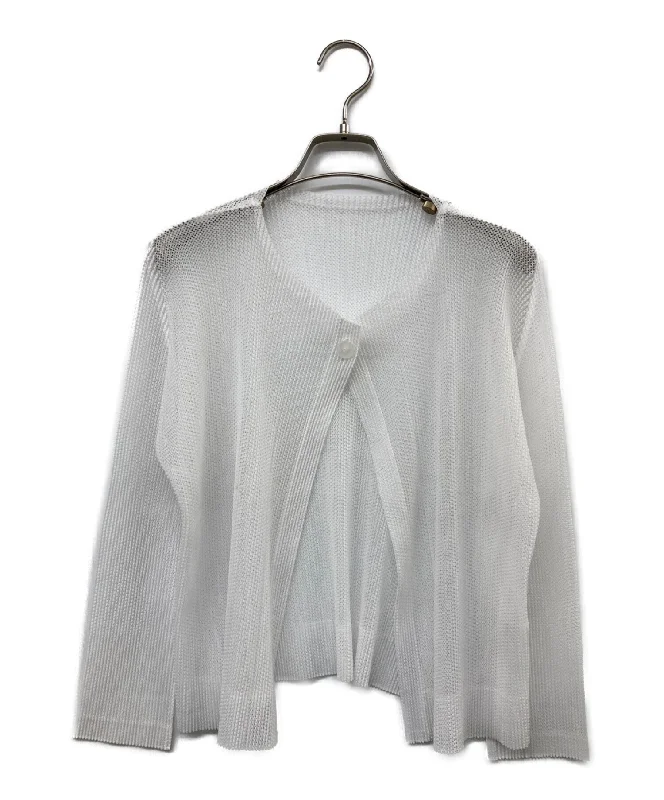 [Pre-owned] PLEATS PLEASE Mesh Pleated Cardigan PP81-F0253 Transparent Opaque Sheer