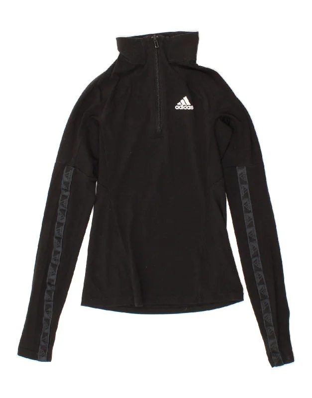 ADIDAS Womens Aeroready Graphic Pullover Tracksuit Top UK 4/6 XS Black Turtleneck Warm Pullover