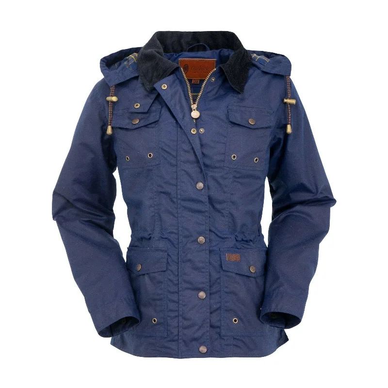 Outback Trading Company Ladies Jill-A-Roo Navy Oilskin Jacket 2184-NVY Front Pockets Side Pockets Patch Pockets