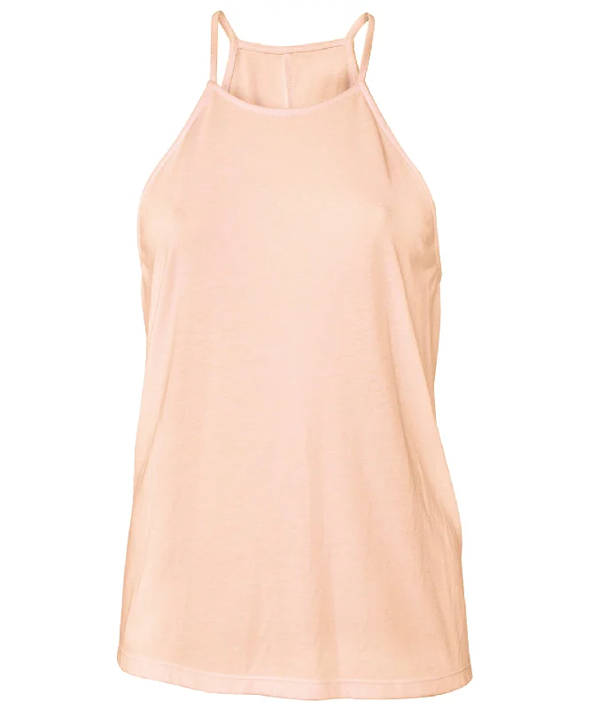 Peach - Women's flowy high neck tank sheer tank top