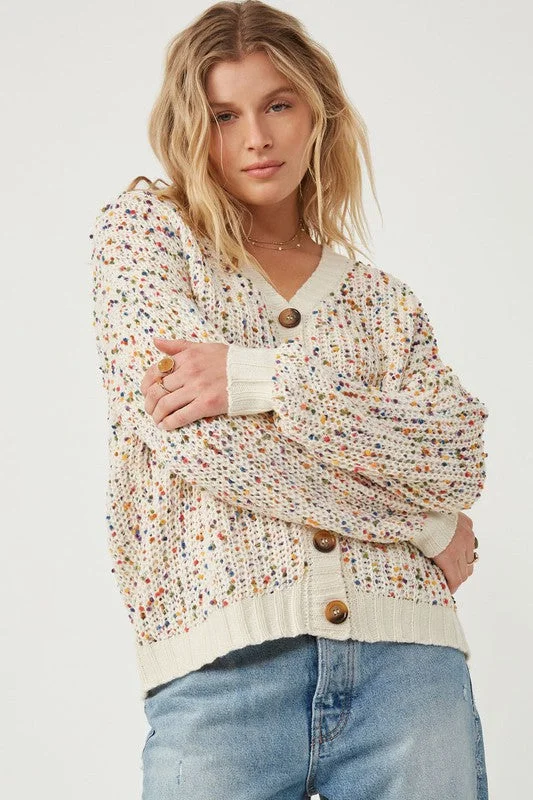 Confetti Cardigan Iron Safe Non-Iron Wrinkle Free