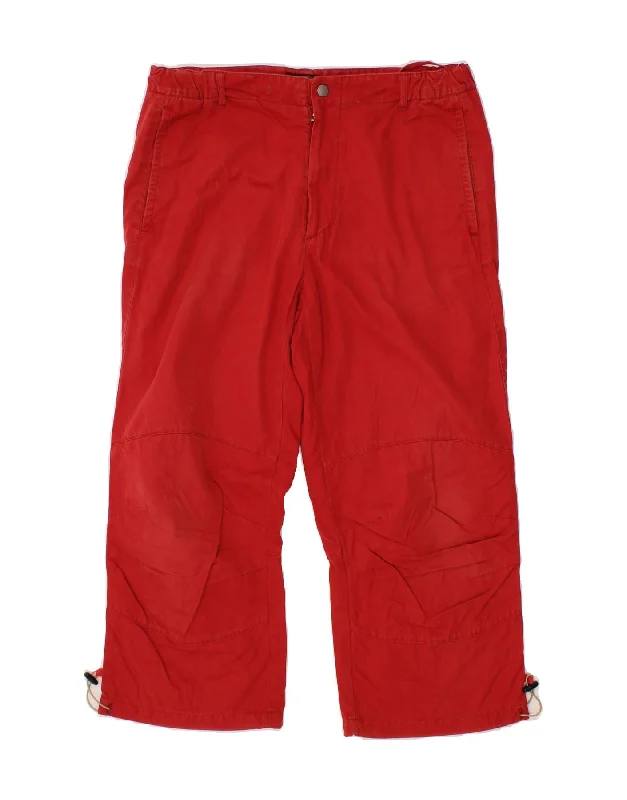 NAPAPIJRI Womens Straight Capri Trousers IT 48 XL W36 L23 Red Cotton Trousers Palazzo Wide Leg