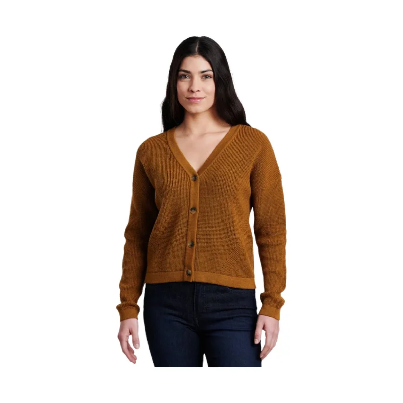 Kuhl Women's Brynn Cardigan Sweater - Tuscan Sun Boat Neck Shawl Collar Notched Collar