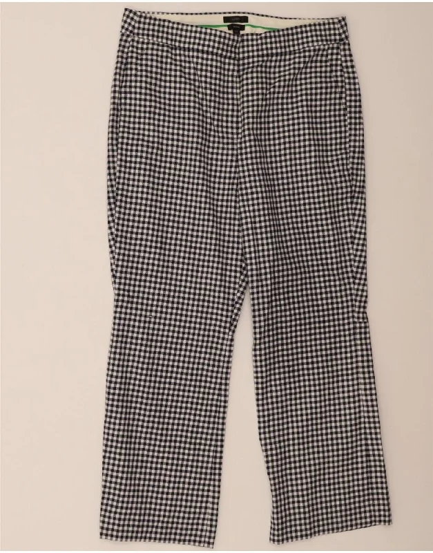 J. CREW Womens Hayden Chino Trousers US 14 XL W38 L28 Navy Blue Gingham Trousers Fleece Cozy