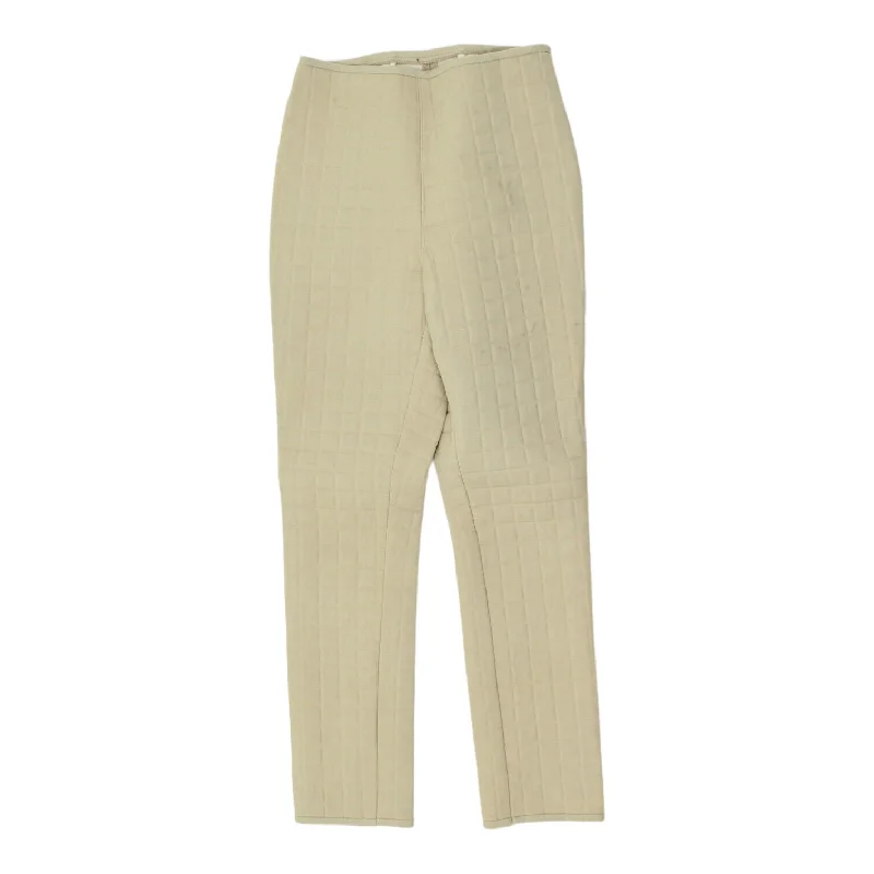 Vintage Womens Beige Quilted Thick Trousers | High End Luxury Padded VTG Trousers chic fashionable