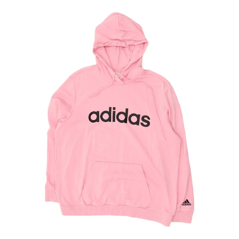 Adidas Womens Pink Pullover Hoodie | Spellout Sportswear Hoody Sweater VTG Hooded Pullover Sweater