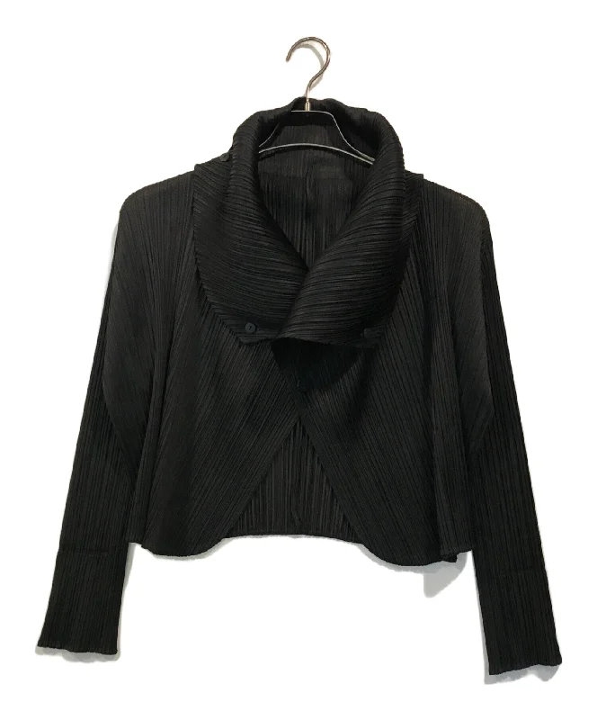 [Pre-owned] PLEATS PLEASE Pleated cardigan with collar Zippered Front Buttoned Front Snap Front