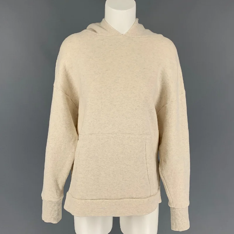 V :: ROOM Size 2 Cream Cotton Blend Heather Hooded Pullover Seamless Knit Pullover