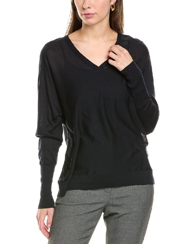 Lafayette 148 New York Sequin Trim Dolman Wool & Cashmere-Blend Pullover Alpaca Blend Soft