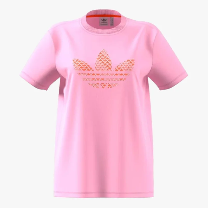 adidas Womens Monogram Short Sleeve Tee Pink Seamless Knitted Crochet