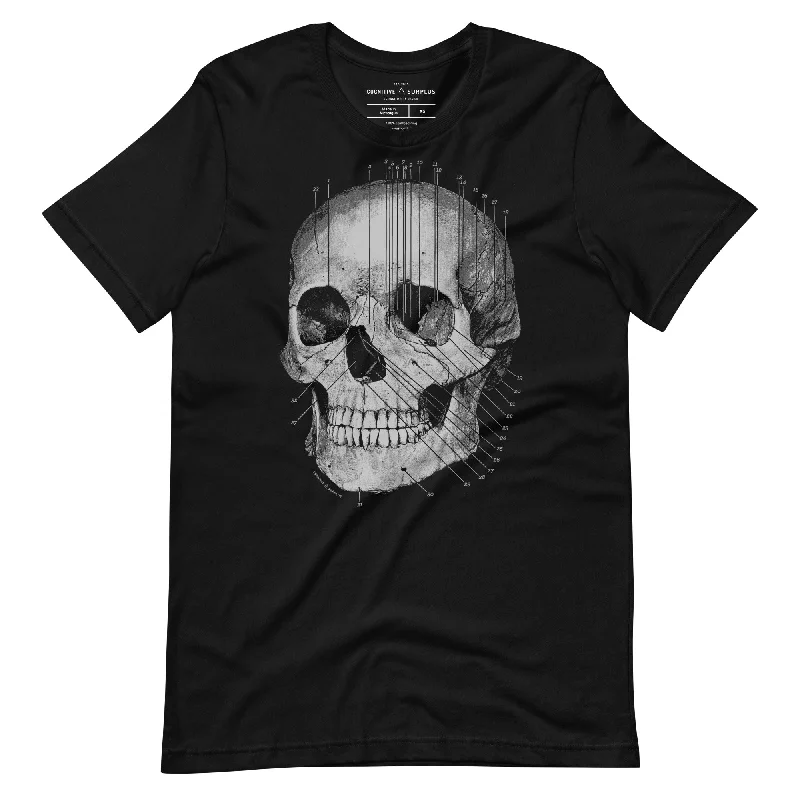 Anatomical Skull Graphic Tee Hooded Caped Shawl Collar