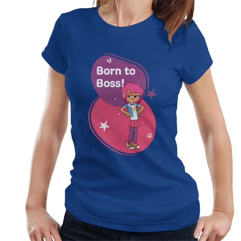 Boy Girl Dog Cat Mouse Cheese Born To Boss Women's T-Shirt Houndstooth Herringbone Solid