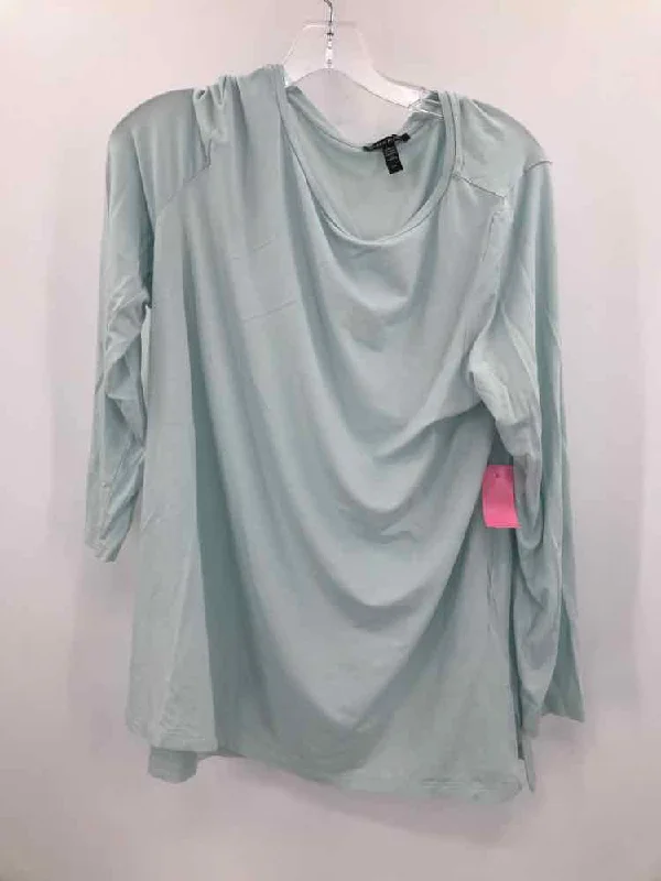 Pre-Owned Eileen Fisher Blue Size Large Long Sleeve T-shirt Zippered Front Buttoned Front Snap Front