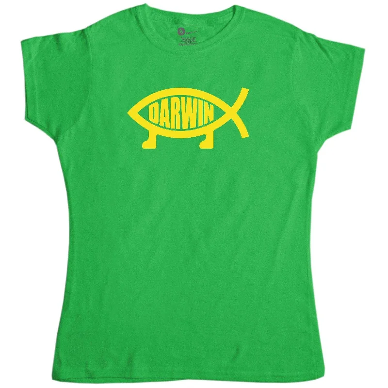 Evolution Darwin Fish Fitted Womens T-Shirt Jersey Fabric Tulle Fabric Batik Fabric