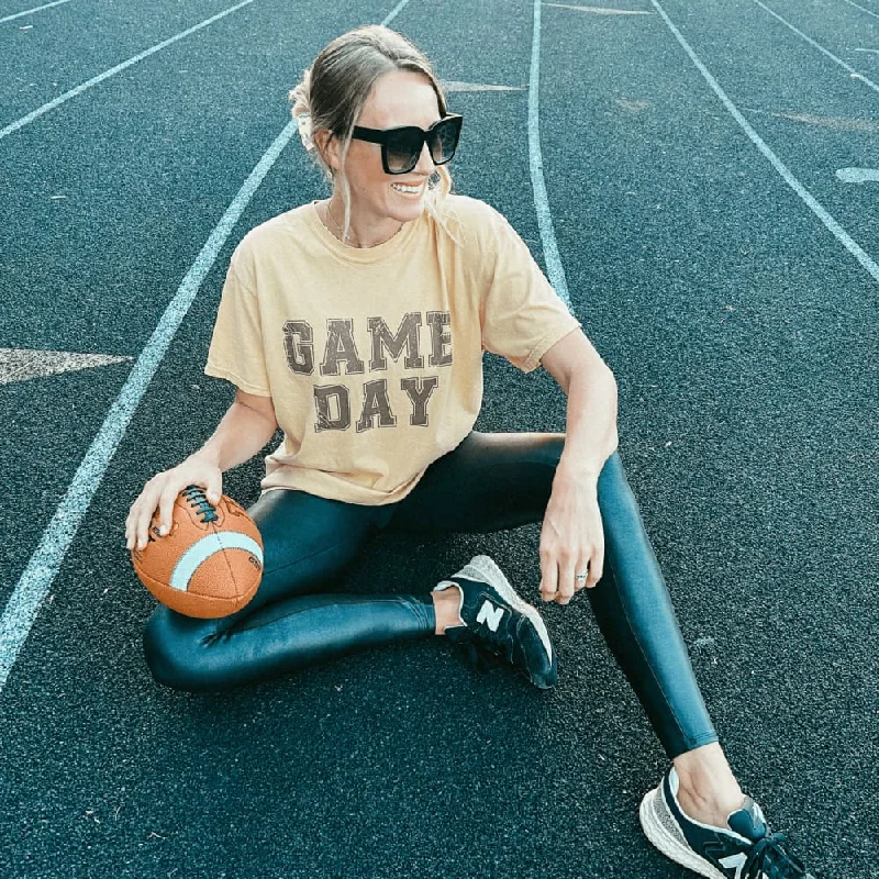 Game Day Tee - Mustard Houndstooth Herringbone Solid