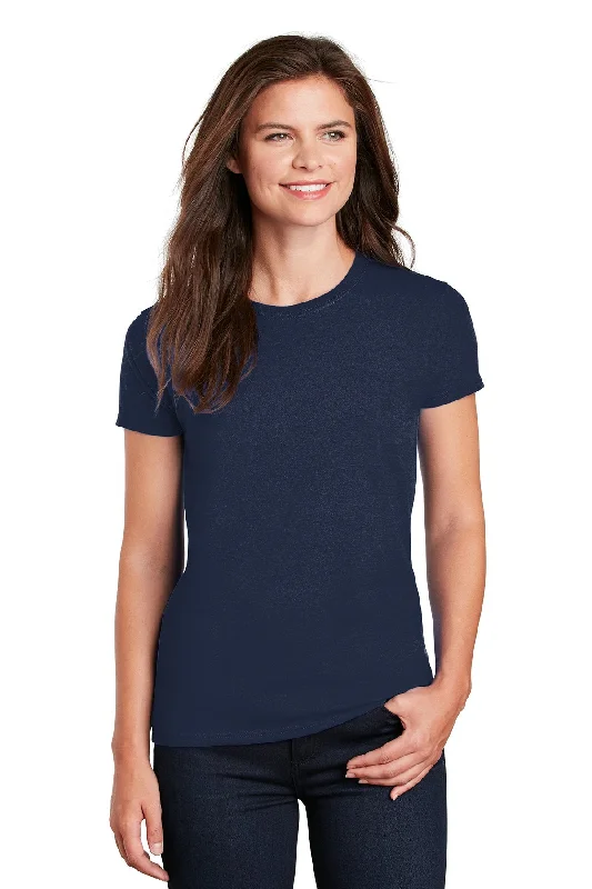 Gildan Ladies Ultra Cotton T Shirt Navy Print Jacquard Patchwork