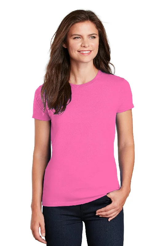 Gildan Ladies Ultra Cotton T Shirt Safety Pink Spandex Blend Rayon Blend Denim Blend