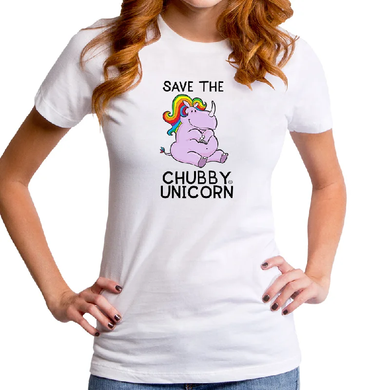 Save the Chubby Unicorn Women's T-Shirt Faux Fur Fabric Real Fur Fabric Shearling Fabric