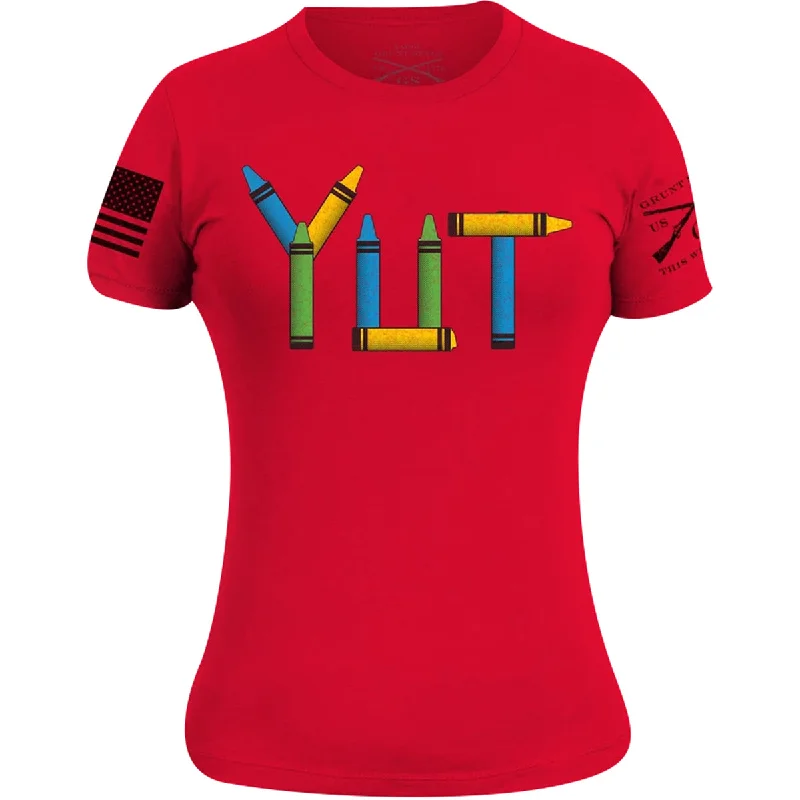 Grunt Style Women's YUT T-Shirt - Red Striped Floral Plaid