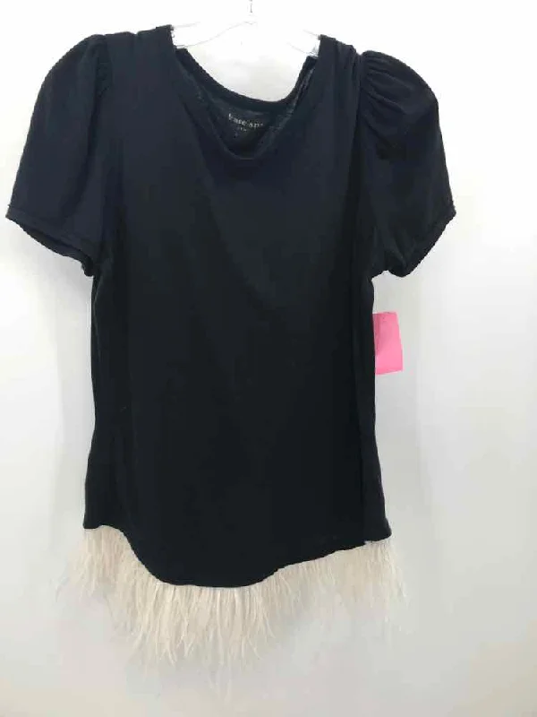 Pre-Owned Kate Spade Black Size Small T-shirt Satin Fabric Silk Fabric Chiffon Fabric