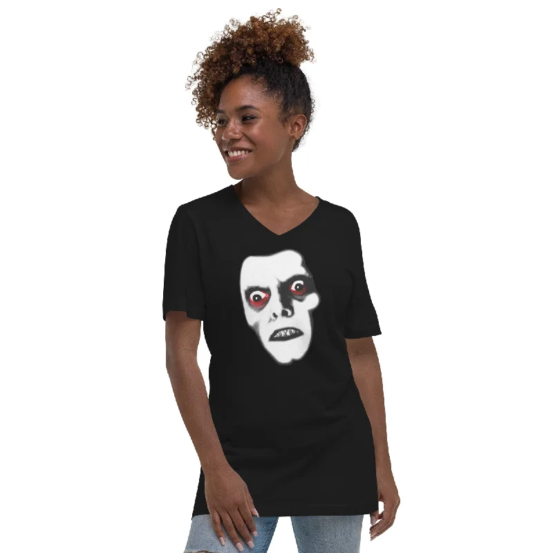 King of the Demons Pazuzu "Captain Howdy" Women’s Short Sleeve V-Neck T-Shirt Mesh Canvas Denim