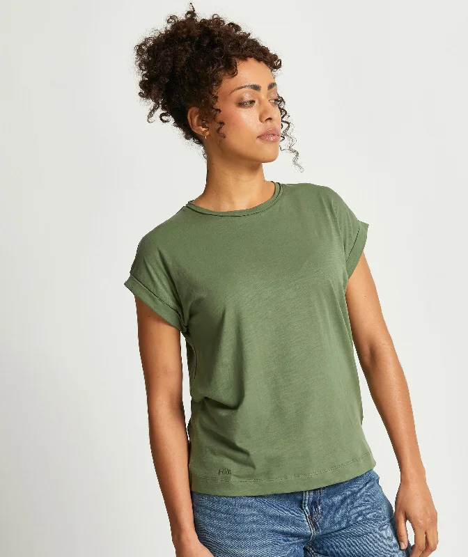 Ladies Cotton Slub Tee - Olive Green Silk Blend Satin Velvet