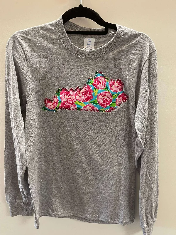 Lilly Pulitzer Inspired Rose Fabric Applique Shirt Zippered Front Buttoned Front Snap Front