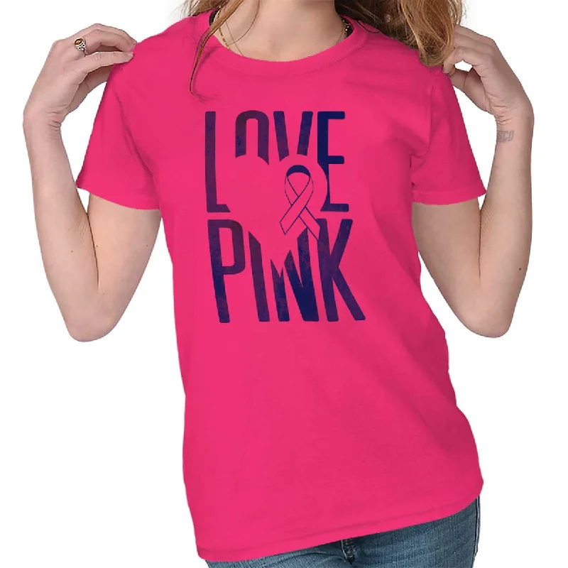 Breast Cancer Awareness Ladies T Shirt Satin Blend Silk Blend Wool Blend