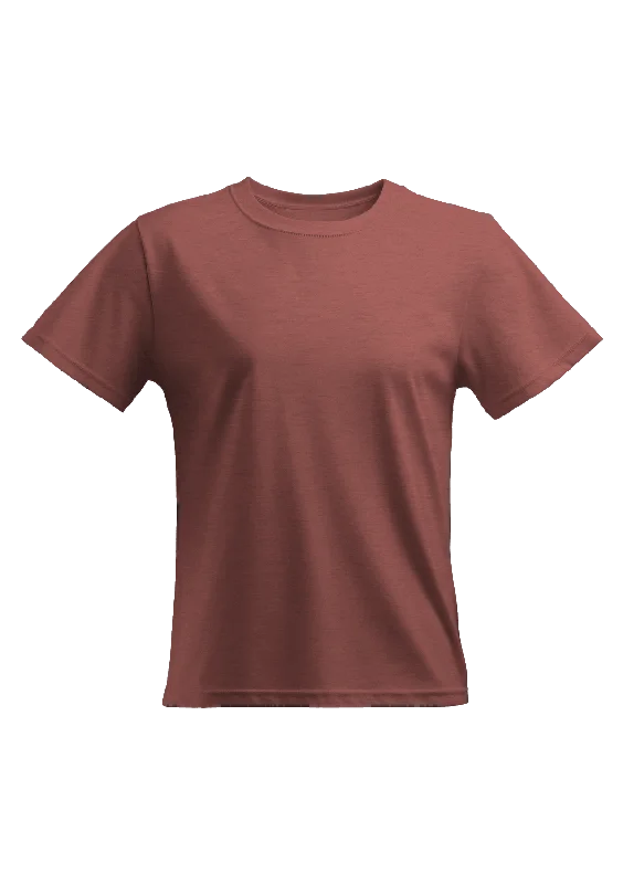 Perfect TShirt Co Women's Short Sleeve Crew Neck Heather Relax Fit in Mauve Zippered Buttoned Snapped