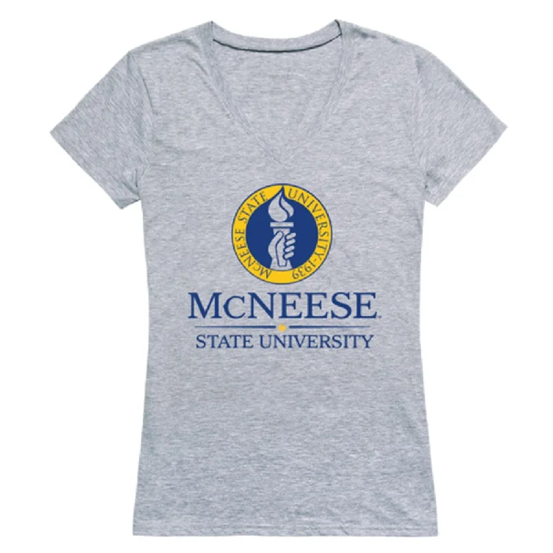 McNeese St Cowboys and Cowgirls Womens Seal T-Shirt Solid Print Embellished