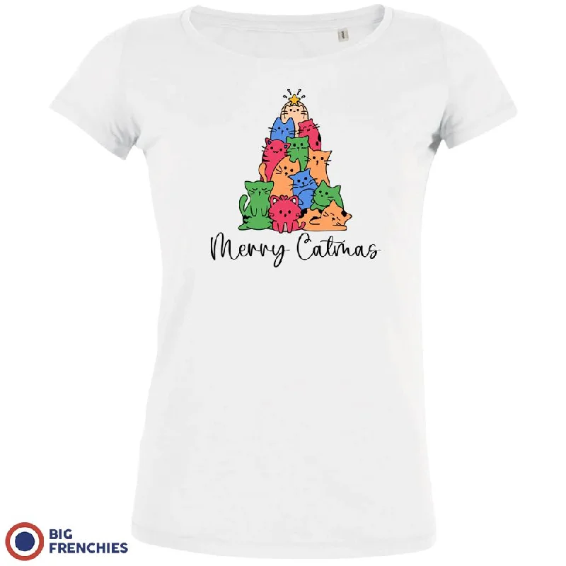 Merry Catmas Christmas Women's Organic Cotton Tee Knit Fabric Woven Fabric Fleece Fabric