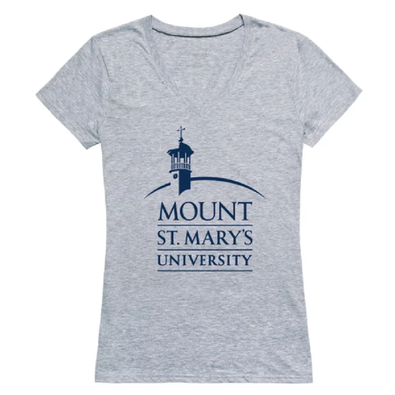 Mount St Mary's University Mountaineers Mountaineers Womens Seal T-Shirt Notch Collar Peter Pan Collar Cowl Neck