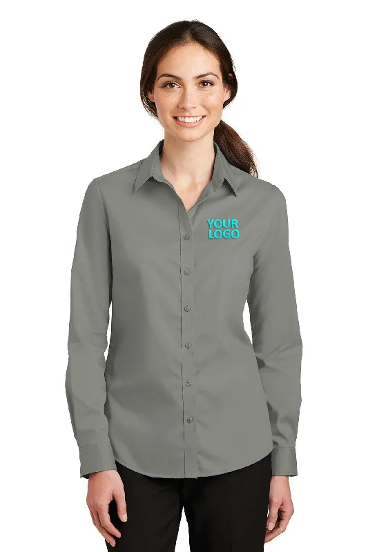 Port Authority Ladies SuperPro Custom Twill Shirts, Monument Grey Jersey Fabric Tulle Fabric Batik Fabric