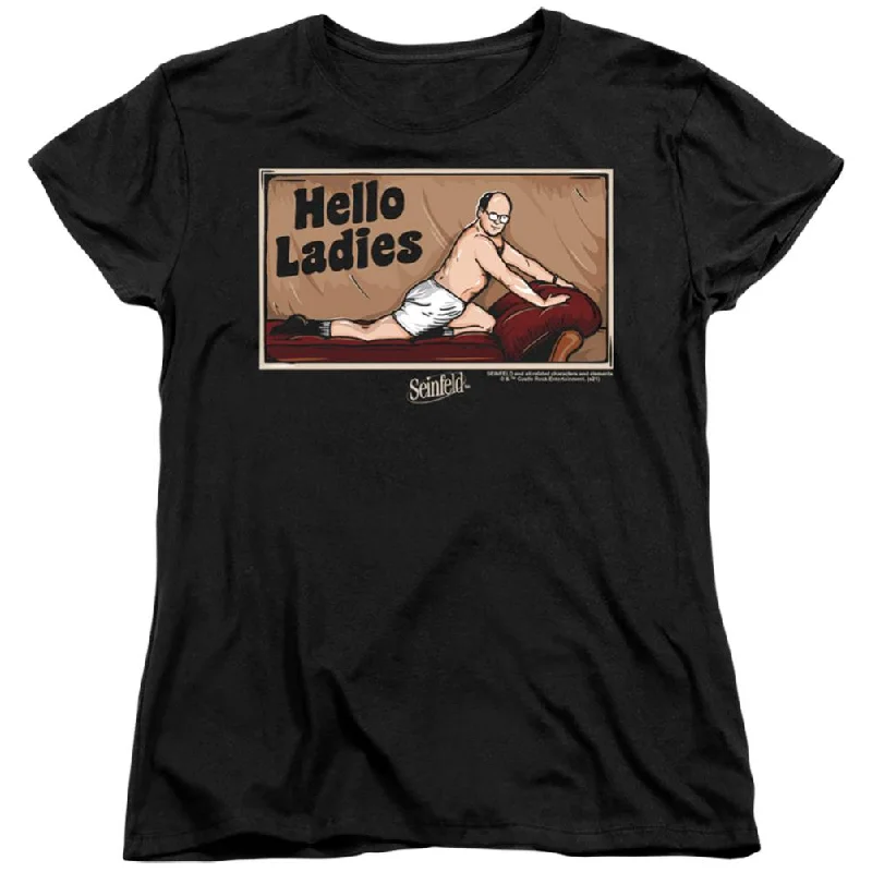 Seinfeld Hello Ladies Women's 18/1 Cotton Short-Sleeve T-Shirt Mesh Blend Leather Blend Suede Blend