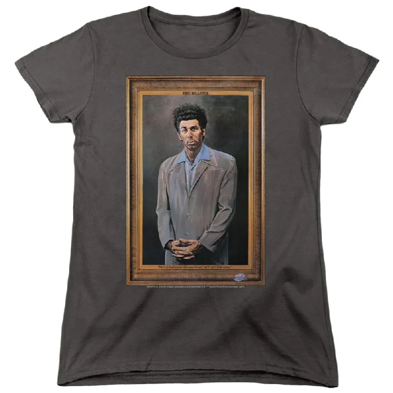 Seinfeld Kramer Portrait Women's 18/1 Cotton Short-Sleeve T-Shirt Notch Collar Peter Pan Collar Cowl Neck