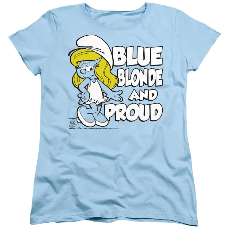 Smurfs Blue, Blonde And Proud Women's 18/1 Cotton Short-Sleeve T-Shirt Satin Fabric Silk Fabric Chiffon Fabric