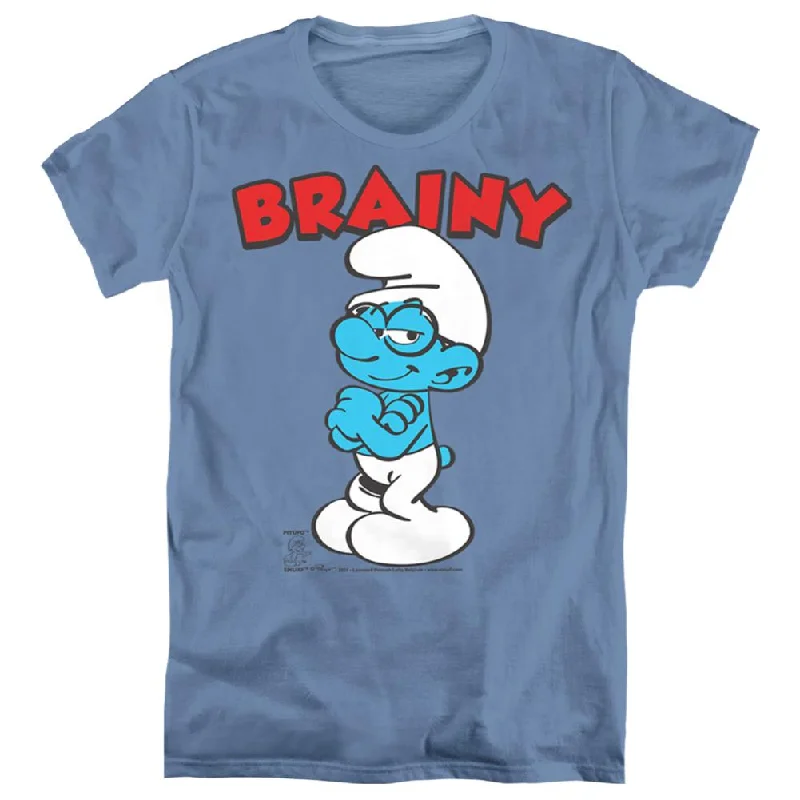 Smurfs Brainy Women's 18/1 Cotton Short-Sleeve T-Shirt Chenille Brocade Lace