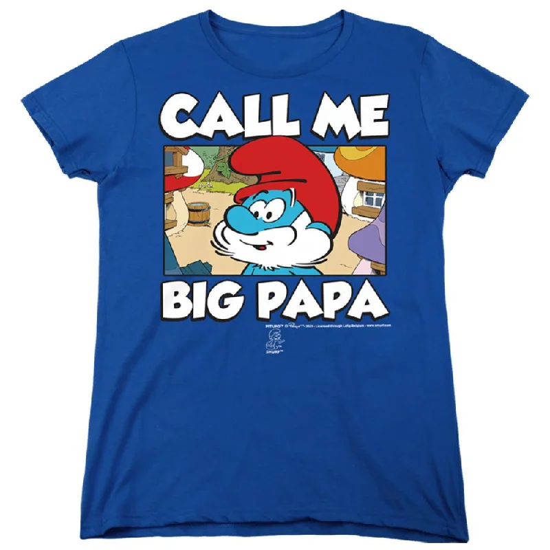 Smurfs Call Me Big Papa Women's 18/1 Cotton Short-Sleeve T-Shirt Plaid T-Shirt Polka Dot Checkered