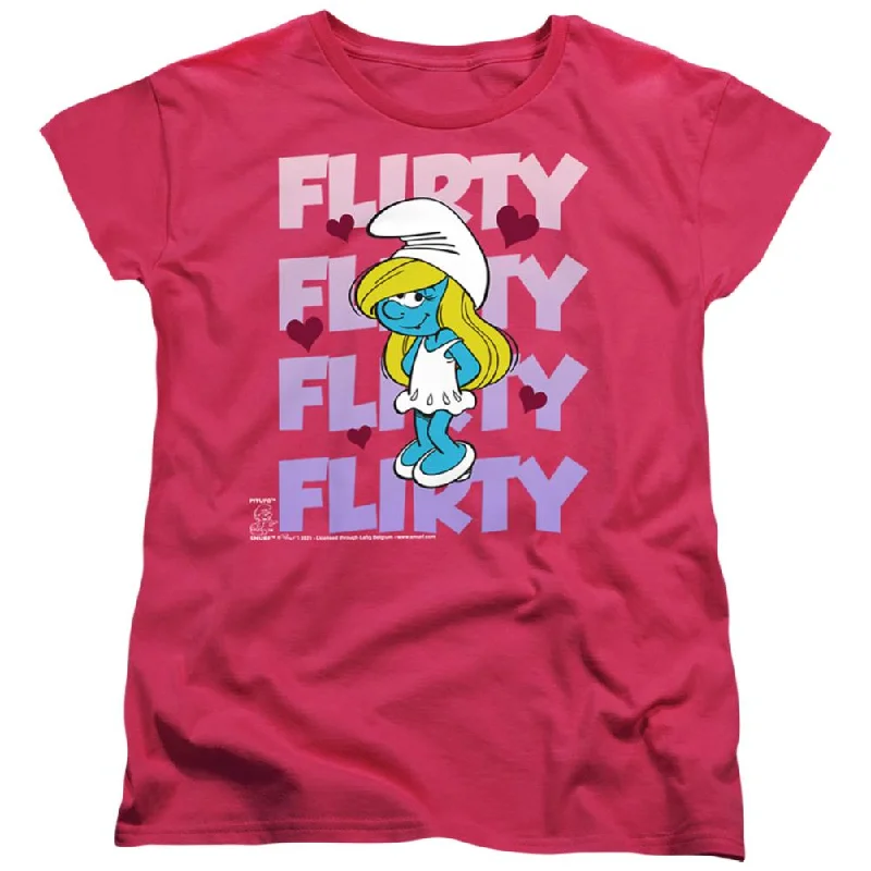 Smurfs Flirty Women's 18/1 Cotton Short-Sleeve T-Shirt Basic T-Shirt Crew Neck Short Sleeve