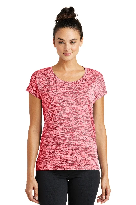 Sport-Tek Ladies PosiCharge Electric Heather Sporty Tee LST390 Deep Red Electric Spandex Blend Rayon Blend Denim Blend