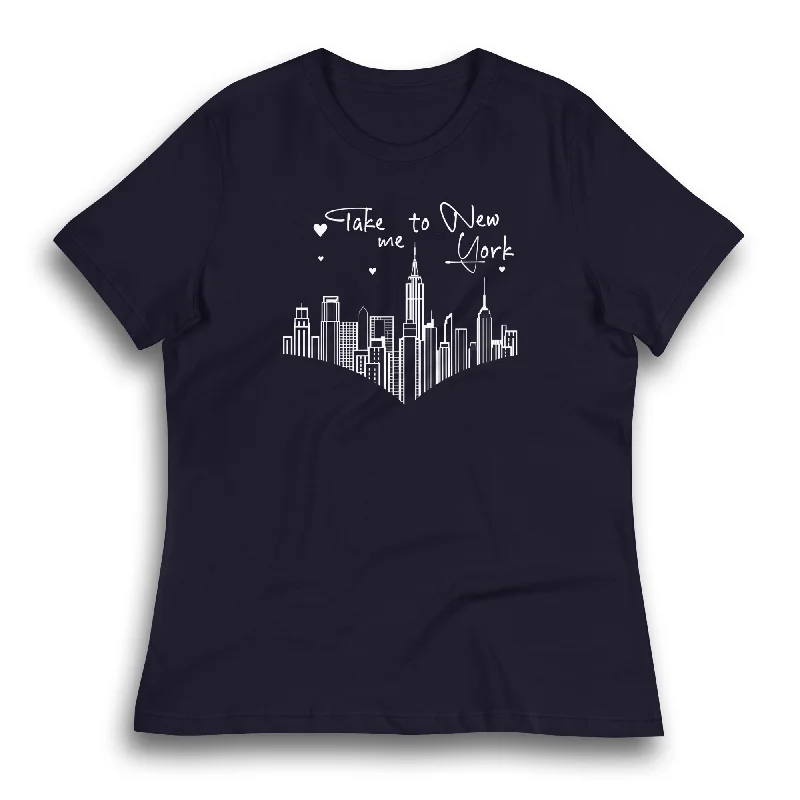 TAKE ME TO NEW YORK WOMEN'S T-SHIRT Mesh Canvas Denim