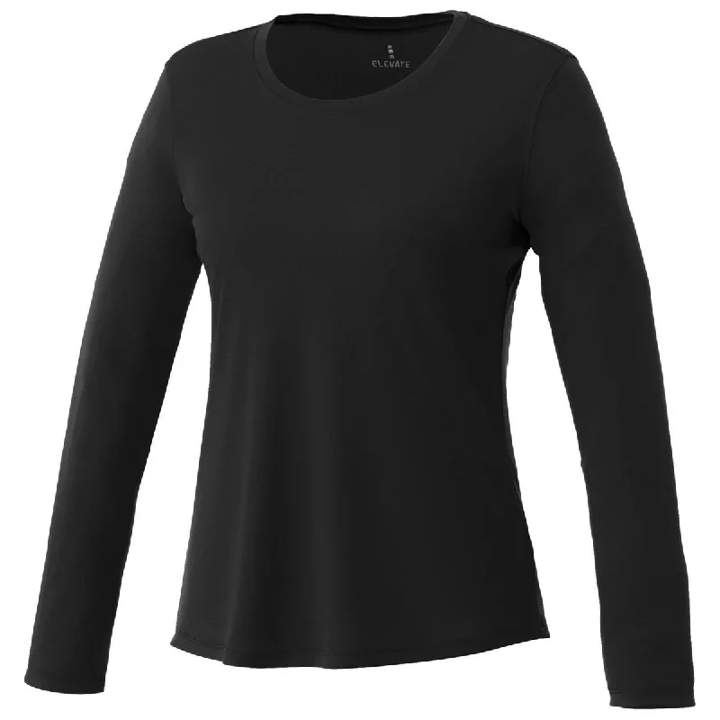 Elevate Women's Black Parima Long Sleeve Tech Tee Fitted T-Shirt Seamless Stretchy