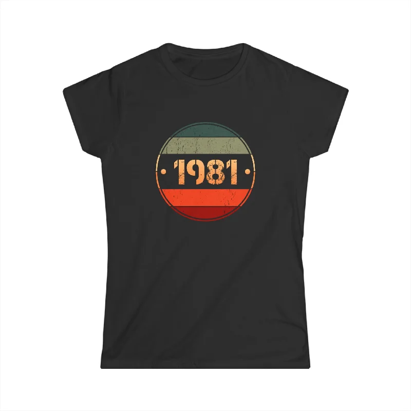 Vintage 1981 Limited Edition 1981 Birthday Shirts for Women Shirts for Women Front Pockets Side Pockets Patch Pockets