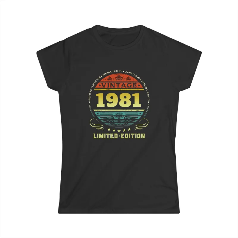 Vintage 1981 Limited Edition 1981 Birthday Shirts for Women Womens Shirts Cashmere Blend Cotton Blend Poly Blend