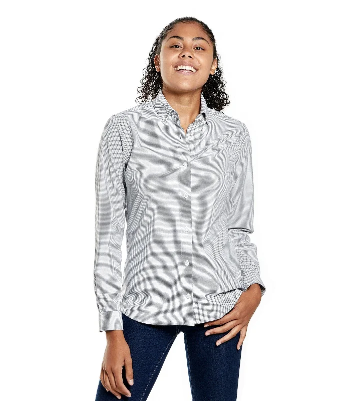 Women's Influencer Woven Shirt - Windowpane Plaid T-Shirt Polka Dot Checkered